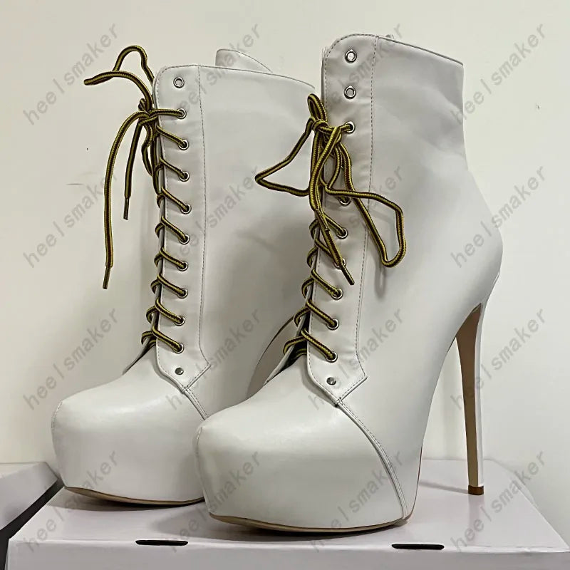 Sukeia Handmade Women Winter Ankle Boots Round Toe Sexy Stiletto Heels Pretty Blue Party Shoes Ladies US Plus Size 5-20