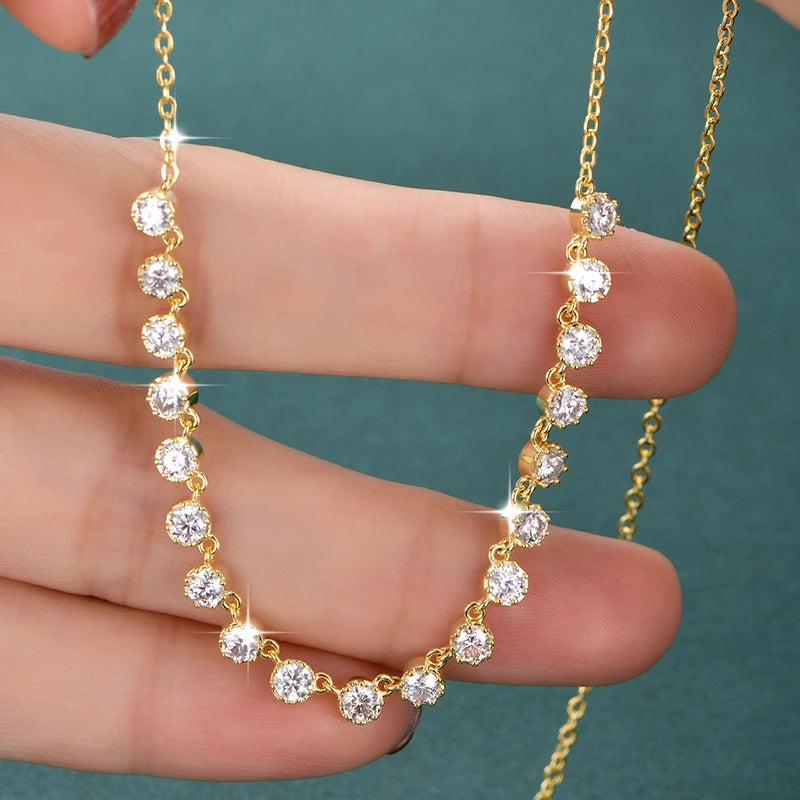 OXTAO Certified Moissanite Bubble-Style Necklace 3mm D VVS1 for Women Sweet U-Smile Pendant Necklace Jewelry 14K Gold Filled