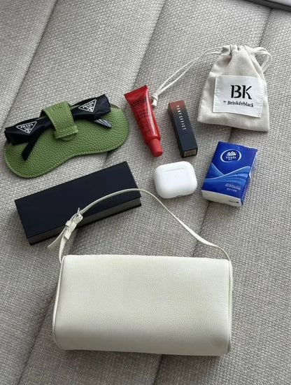 2025 New Luxury 90s Pen Holder Bag Genuine Soft Cowhide & Suede Mini Crossbody Bag Hand-Carry Vintage Shoulder Purse for Women