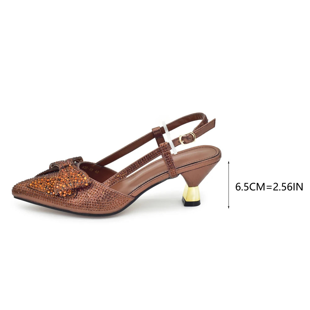 New Arrival Italian Matching Shoes and Bag Sets Decorated with Rhinestone Luxury Designer Shoes Women Shoes for Women High Heels