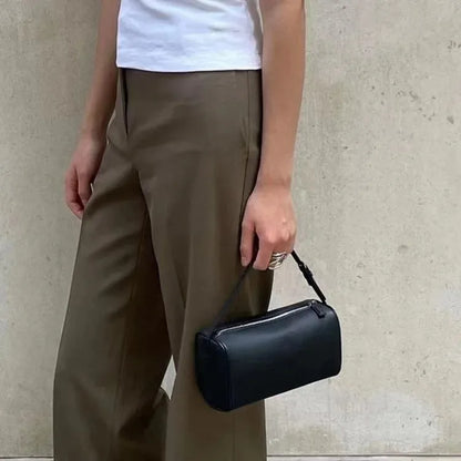 2025 New Luxury 90s Pen Holder Bag Genuine Soft Cowhide & Suede Mini Crossbody Bag Hand-Carry Vintage Shoulder Purse for Women