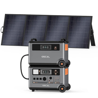 OSCAL PowerMax6000 Solar Generator (Compatible with Battery Packs/Solar Panels) 120V/240V Portable Power Station 6000W AC Output (9000W Peak), 2200W AC Charging, 2400W Solar Charging, App Control, Ideal for Home Emergencies a