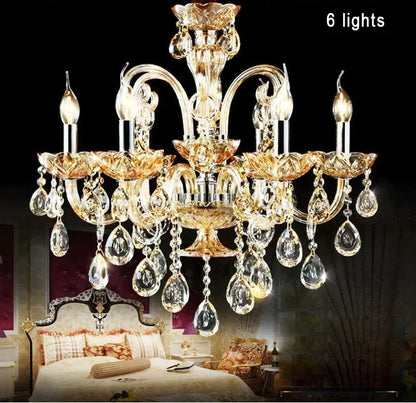 K9 Crystal Candle Chandelier decoration simple chandelier crystal light For Living Room Hotel AC110V~240V 6/8/10/12/15/18 Arms