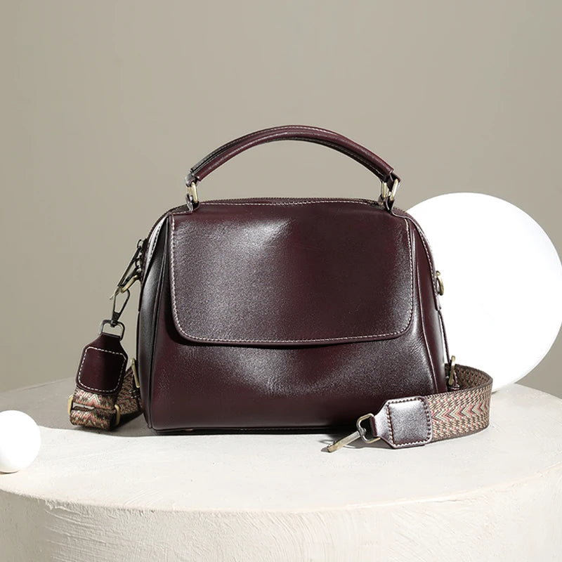 Women Cow Leather Commute Crossbody Bags Women Retro Cowhide Large Capacity Shoulder Bag Ladies Fashion Luxury Designer Handbags