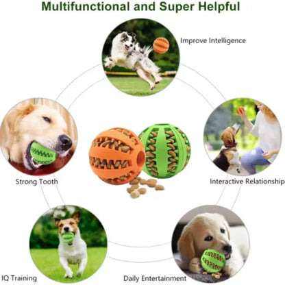 Interactive Silicone Rubber Ball for Dogs And Cats Puppy Chewing Toy Pet Tooth Cleaning Feeder Treat Ball Fun Chew Toy