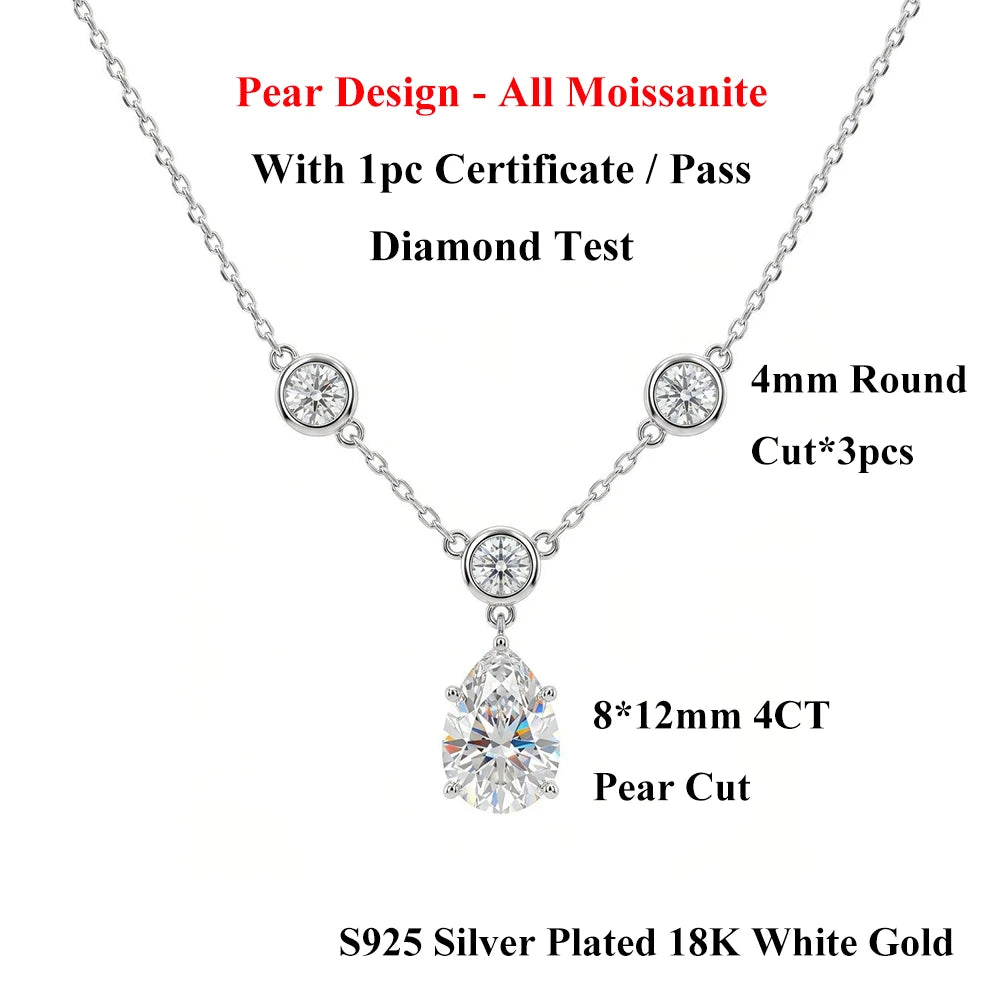EWYA Floral Cluster Scatter Station Moissanite Necklace S925 Silver V‑Curve Smile Stackable Collarbone Neck Chain Women Gift