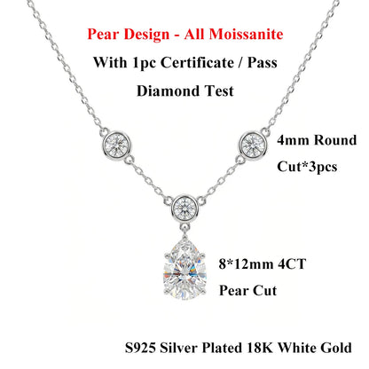 EWYA Floral Cluster Scatter Station Moissanite Necklace S925 Silver V‑Curve Smile Stackable Collarbone Neck Chain Women Gift