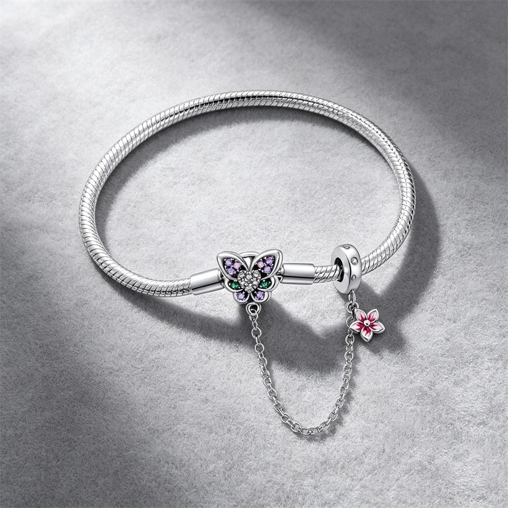 2026 Hot Selling 925 Silver Heart Shaped Buckle Snake Chain Sparkling Zircon Original Bracelet Women Fashionable Luxury Jewelry