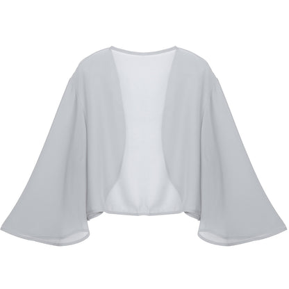 Womens 3/4 Sleeve Chiffon Cardigan Bolero Jacket Summer Elegant Wedding Party Bridal Dress Cover Ups Wraps Shawls Shrug
