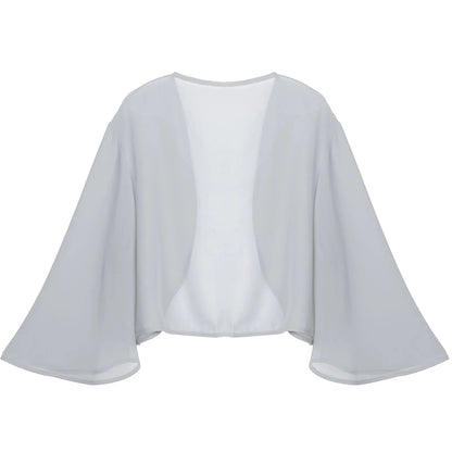 Womens 3/4 Sleeve Chiffon Cardigan Bolero Jacket Summer Elegant Wedding Party Bridal Dress Cover Ups Wraps Shawls Shrug