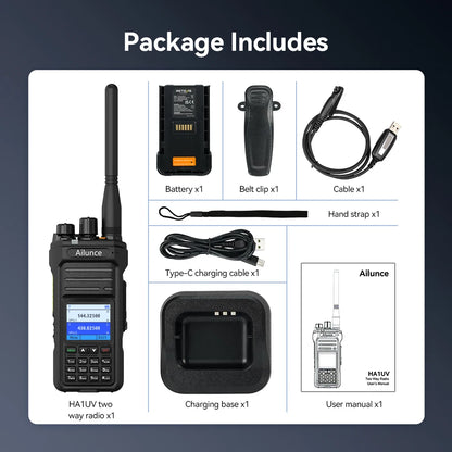 Retevis Ailunce HA1UV Ham Radio IP67 Waterproof Long Range 2800mAh Dual Band Two Way Radio Rechargeable Handheld Walkie Talkie