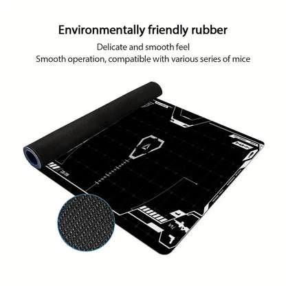 Gaming Mouse Pad Black White HUD Grid XXL Desk Mat Non Slip Rubber Waterproof Keyboard Mat PC Playmat Speed Extension XXL