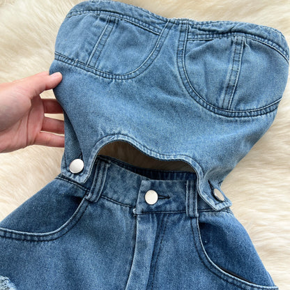 Hollow Out Jumpsuits Hole Denim Jumpsuit Woman Sleeveless Women Pants Casual One Pieces Summer 2026 New Design Ropa Mujer