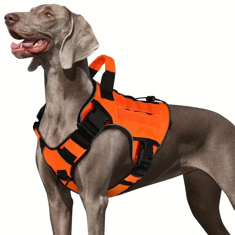 Adjustable No Pull Tactical Dog Harness with Handle Reflective Military Vest for Large Dogs Labrador
