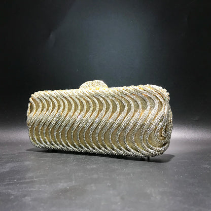 Luxury luxury crystal clutch bag elegant S-shaped striped wallet bridal wedding party ladies evening bag