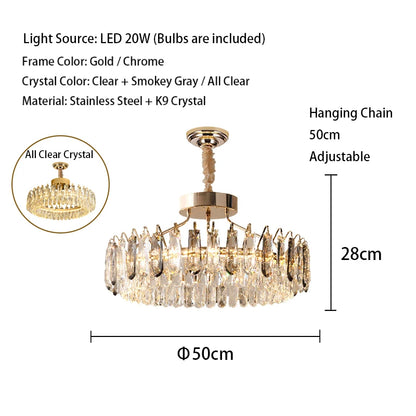Clear Crystal Ceiling Chandeliers New LED Lights Luxury Rectangle Hanging Lamp Modern Home Decor Lustres for Dining Room Table