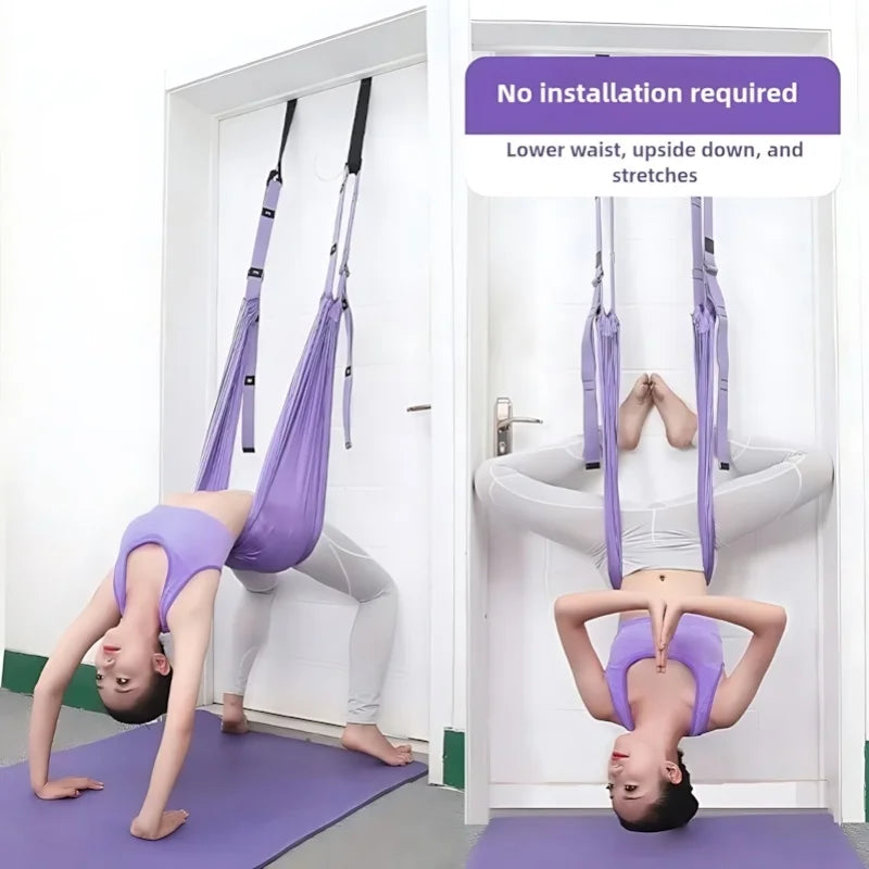 Luxury Purple Aerial Yoga Rope - Soft Fabric+Stable Support, Home Workout Safety, Single Piece