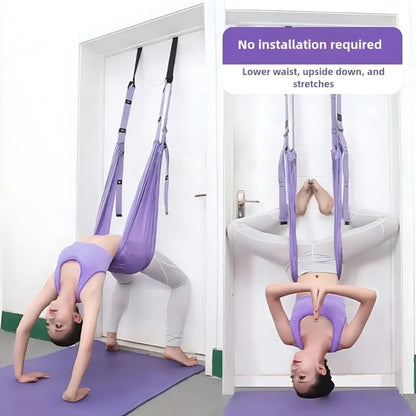 Luxury Purple Aerial Yoga Rope - Soft Fabric+Stable Support, Home Workout Safety, Single Piece