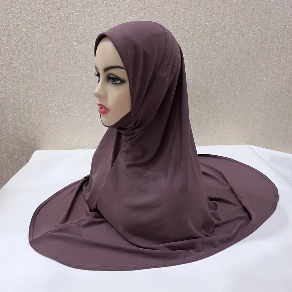 H124 Adults high quality big size muslim hijab scarf with chin part islamic headscarf hats armia pull on headwrap turban caps