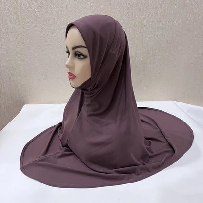 H124 Adults high quality big size muslim hijab scarf with chin part islamic headscarf hats armia pull on headwrap turban caps