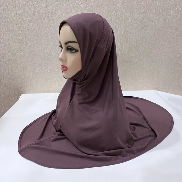 H124 Adults high quality big size muslim hijab scarf with chin part islamic headscarf hats armia pull on headwrap turban caps