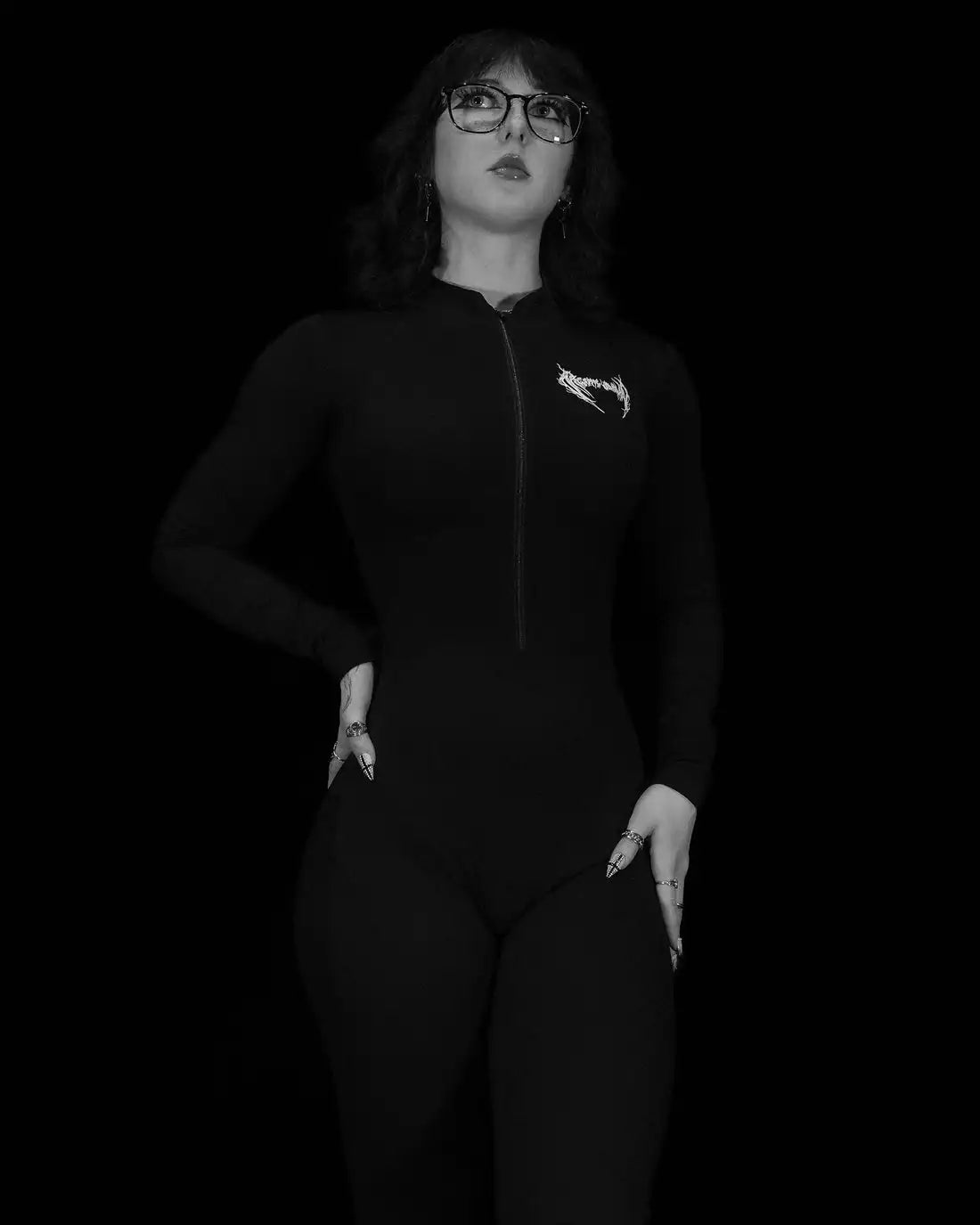 European and American popular zippered long-sleeved trouser jumpsuit slim fit hip-lifting sportswear yoga wear