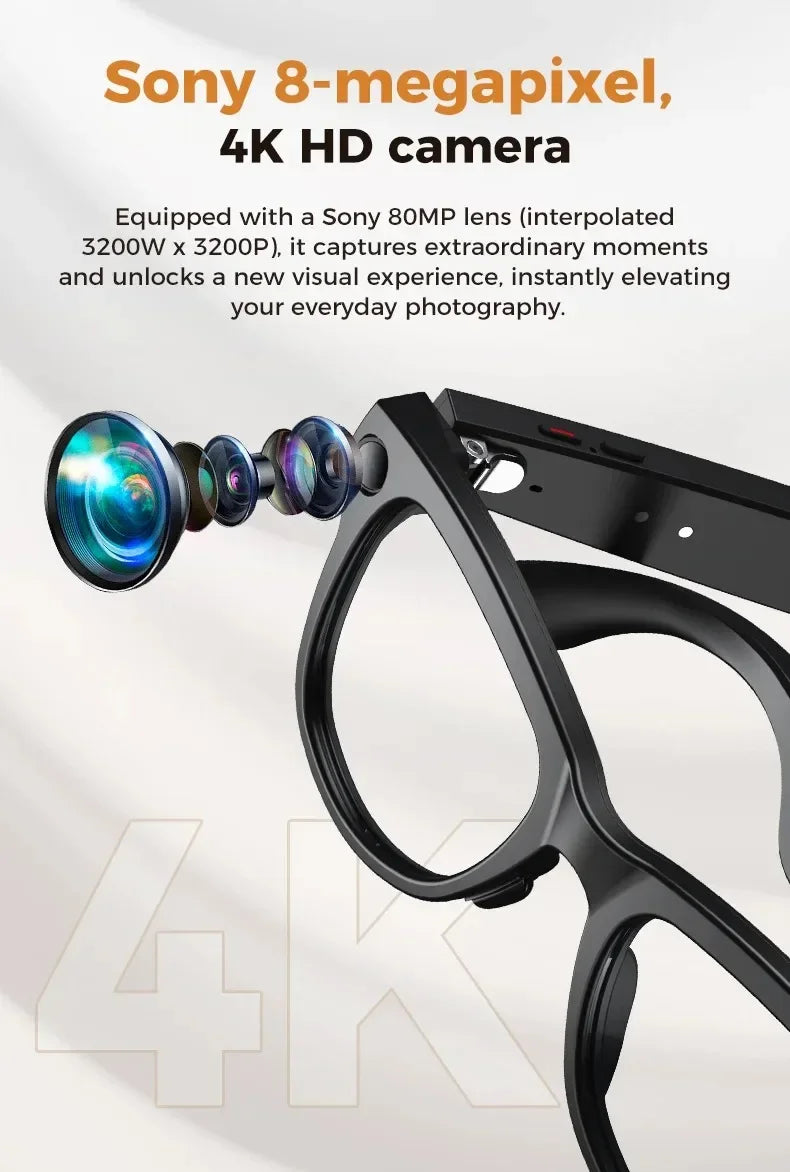 M02 Smart Sunglasses AI Translation 100+ Languages 8MP Camera Bluetooth Music Call Smart Glasses with Charging Box