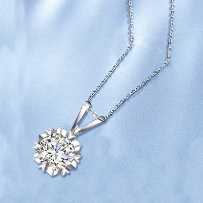 14K Gold Filled GRA Certificate 1-3ct Moissanite Snowflake Pendant 925 Silver Solitaire Necklace For Her Everyday Wear Jewellry