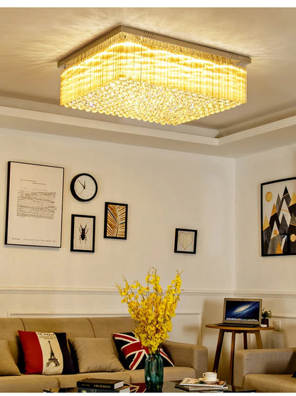K9 Crystal Ceiling Lights LED Modern Lamps Luxury Chandelier Living Room Dining Bedroom Rectangle LED Lighting Hotel Mall Shop