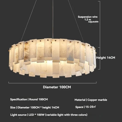 Minimalist Luxury Pendant Lights Solid Brass Natural Spanish Marble Chandelier Elegant for Living Room Dining Room Bedroom