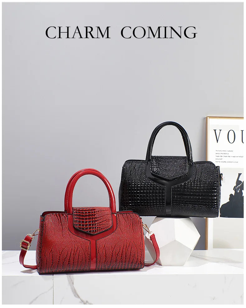 2025 Fashion New Crocodile Pattern Handbag Women'S Large Capacity Shoulder Bag Classic Retro Crossbody Bag Commuter Tote Bag