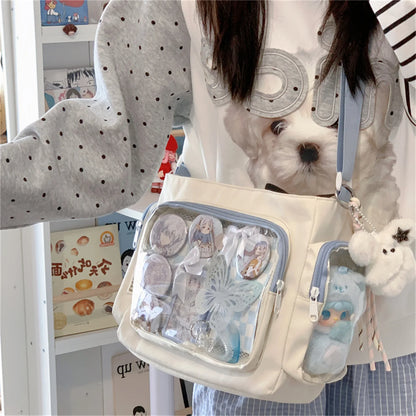 Trendy Transparent Simple Crossbody Bag for Girls Large Capacity School Shoulder Bag Comfortable and Versatile Texture Ita Bag