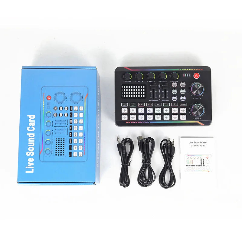 F998MAX English Podcast Equipment BM800 Condenser Microphone Set Live Broadcast Computer Live Voice Mixer F998 DJ Sound Card