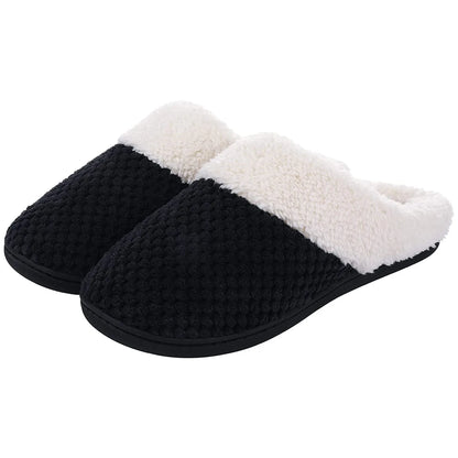 Comwarm Winter Warm Cotton Slippers For Women Men Flats Soft Non-slip Fluffy Shoes Design Slides Couple Indoor House Slippers