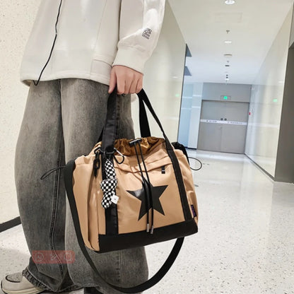 Women New Crossbody Bag Wholesale Large Capacity Couple Shoulder Bag New Casual Nylon Tote Bag Luxury Drawstring Handbag 2025