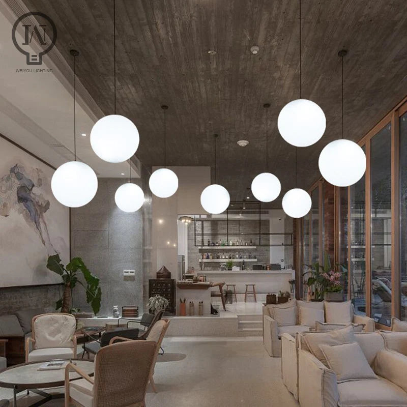 Gold/Black/silv Glass Ball Pendant Lights White Globe Hanging Lamps Bar Restaurant Deco Luminaire Bedroom Light E27 Pendant Lamp
