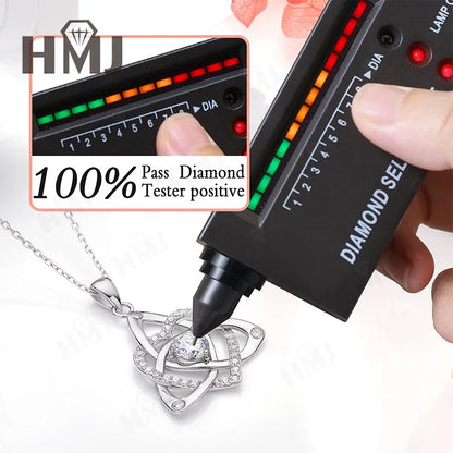 Shamrock Pendant Necklace Heart Shaped Moissanite Diamond 925 Sterling Silver Chain Anniversary Birthday Gift High Quality Charm
