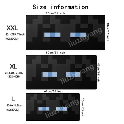 Black Square Eyes Mouse Pad Large Computer Office Game Table Mat Rubber Anti-slip Stitched Keyboard Mats 90x40 XXL Desk Pads
