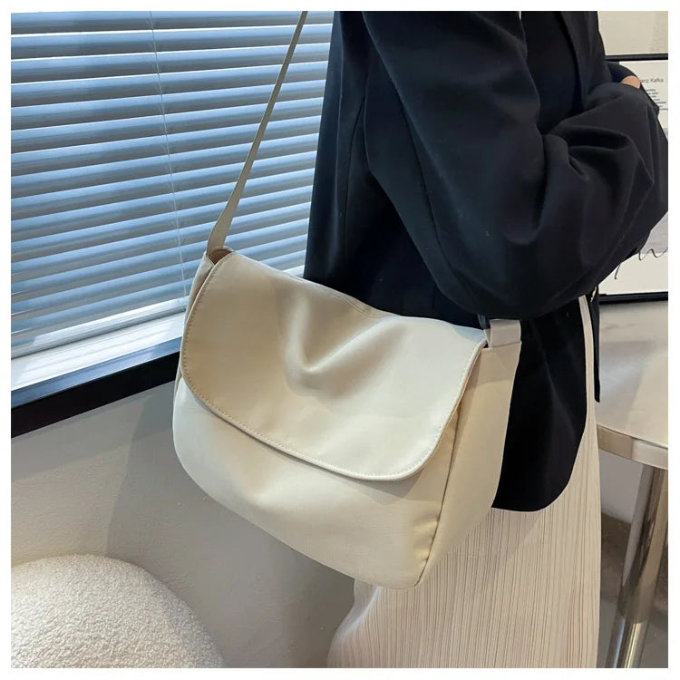 Solid Color Women Crossbody Bag Simple Ladies Shoulder Bag Waterproof Nylon Women'S Handbags Fashion Messenger Bag Women сумка