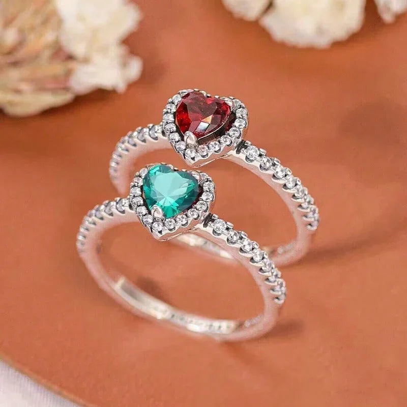 Gorgeous Zircon Romantic Love Heart Ring for Women Engagement Wedding Real 925 Sterling Silver Luxury High Quality Fine Jewelry