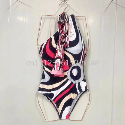 Classic Design Women's Headband Swimsuits with Letter Signature Logo Designer Brand Lady Sexy Scarf Swimsuits Beachwear