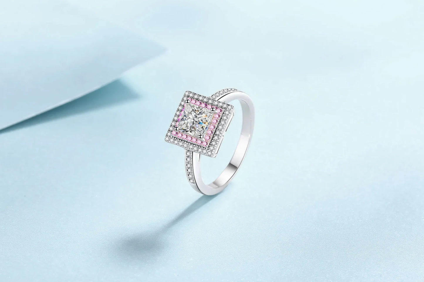 1ct Women's Square Sugar Sweet Moissanite Ring PT950 Platinum High Grade Craft Ideal for Wear And Collection