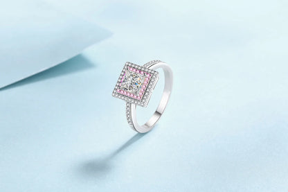 1ct Women's Square Sugar Sweet Moissanite Ring PT950 Platinum High Grade Craft Ideal for Wear And Collection