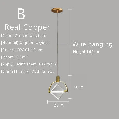 Crystal Led Pendant Lights Kitchen Fixture Suspension Bedside Hanging Lamp Nordic Loft Living Room Dining Room Indoor Home Decor