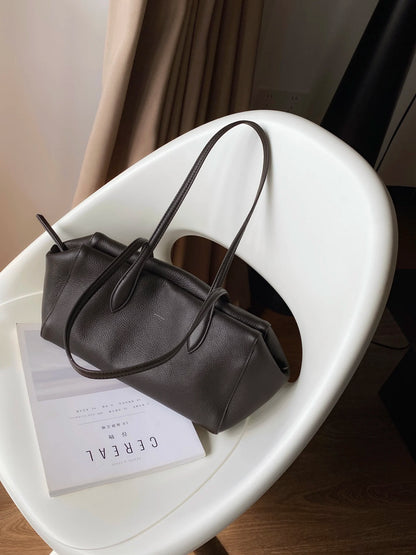 Genuine Grade Leather Women's Shoulder Bag Luxury Designer Brand Ladies Soft Cowhide Large Tote for Woman Ladies Bowling Bag New