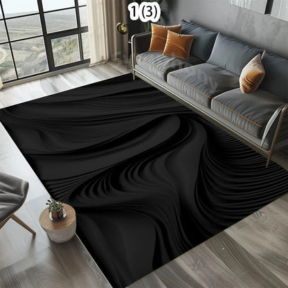 Black Series Carpets Live Room Floor Mat Home Decor Kids Room Play Carpet Table Chair Mat Easy To Clean Simple Pattern Rugs Gift