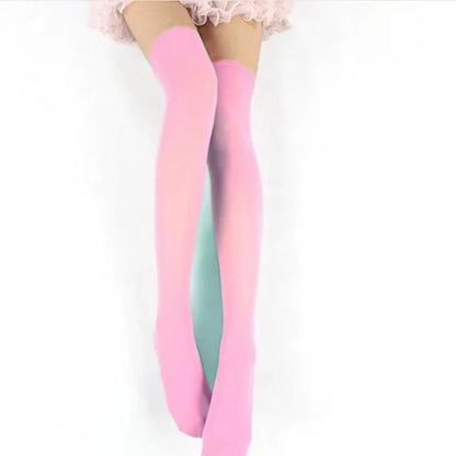 Sexy Black White Soild Color Long Socks Women Over Knee Thigh High Over The Knee Stockings Lolita Ladies Girls Warm Knee Socks