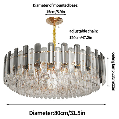 Modern K9 Crystal Chandelier Round Ceiling Fixtures Pendant Lights Living Room Bedroom