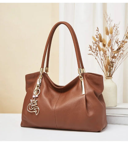 FOXER 2026 New Women's Shoulder Bag Genuine Leather Elegant Female Tote Large Bag Fashion Handbag Commuter Luxury Gift
