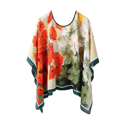 Shawls Summer Beach Sexy Women Fashion Print Chiffon Smock Bikini Cover Up Loose Blouse Sunscreen Comfortable Poncho